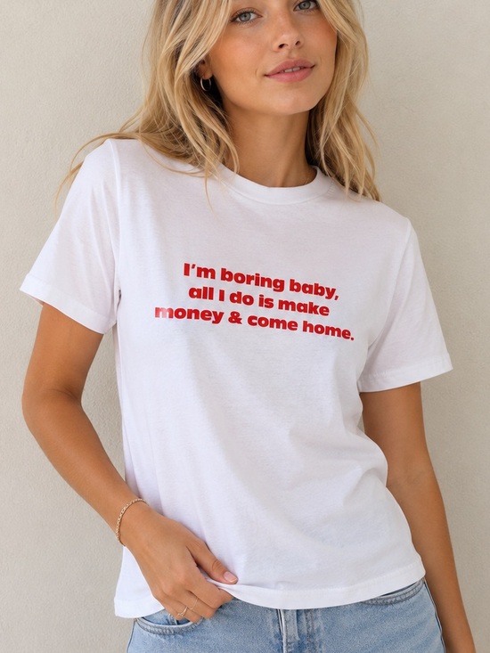 Bella Canvas Tops - Feminine White Tee with Red Slogan